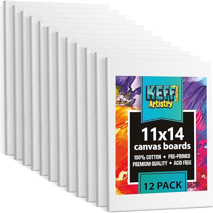 KEFF 12-Pack Bulk Canvas Boards by KeffCreations