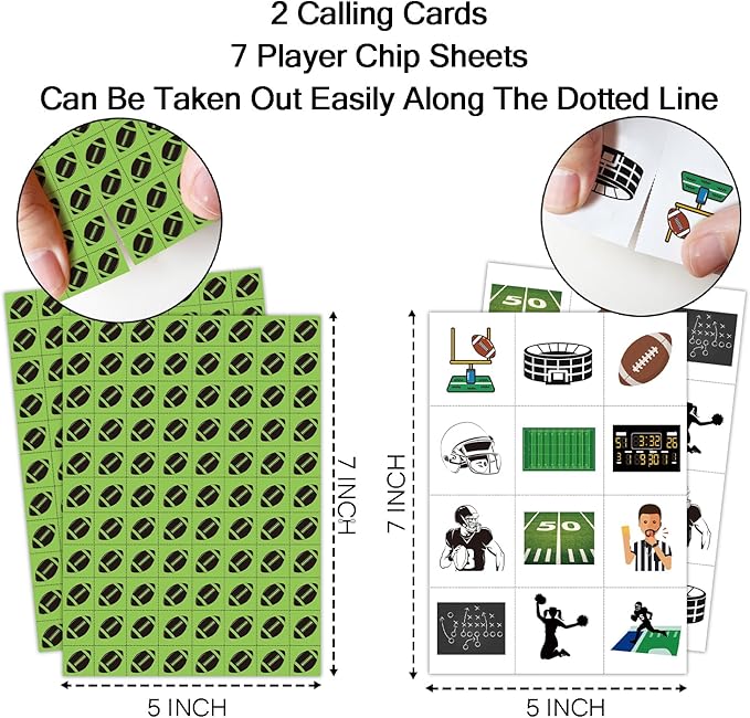 Football Party Bingo Game Cards, Sport Themed Bingo Card - Image 2