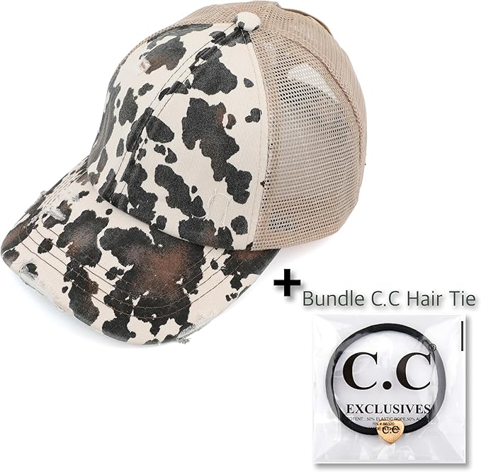 C.C Ponycap Messy High Bun Ponytail Adjustable Glitter Mesh Trucker Baseball Cap