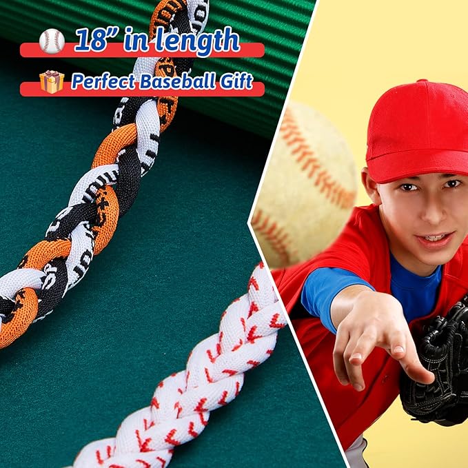 Junkin Baseball Necklaces Three Braided Rope Titanium Necklace for Fans Team Gifts Boys Men Player Softball Sports