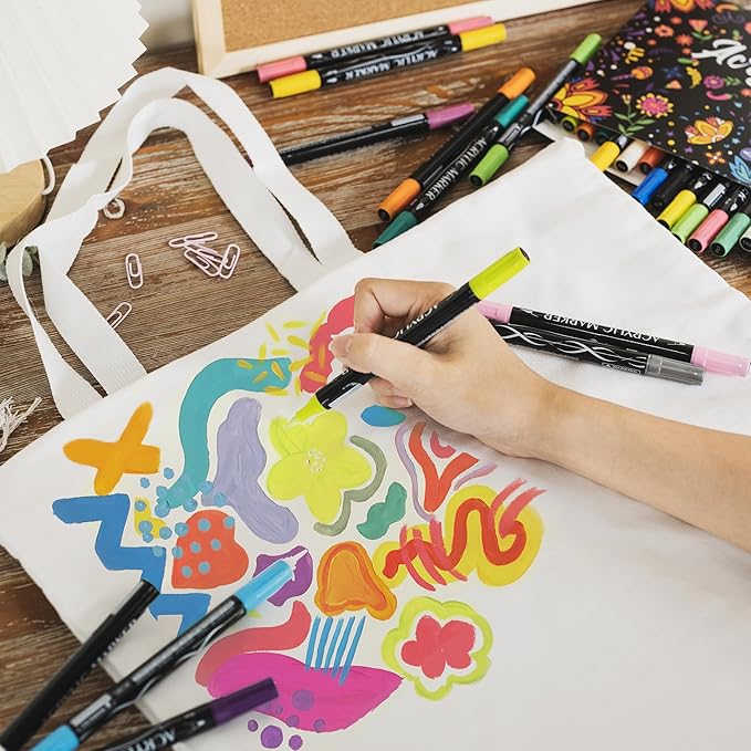 24 Colors Dual Tip Acrylic Paint Markers, Acrylic Paint Pens - Image 5