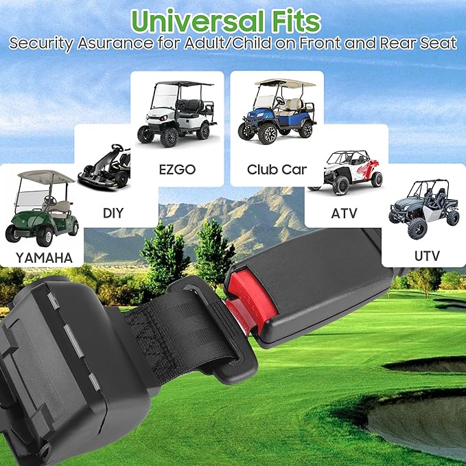 10L0L Retractable Golf Cart Seat Belts - Universal Retractable Seat Belts for Yamaha EZGO, Club Car, Go Kart, UTV