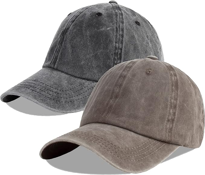 LANGZHEN Unisex Baseball Cap 100% Cotton Fits Men Women Washed Denim Adjustable Dad Hat