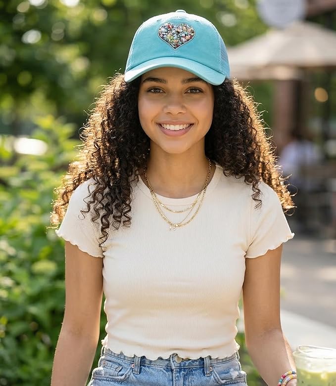 Funky Junque Trucker Hat for Women – Distressed Low Profile Western Camo Baseball Cap with Mesh, Trendy and Adjustable Fit