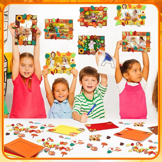 Ferraycle 232 Pcs Fall DIY Picture Frames Craft Kit Thanksgiving Felt Photo - Image 6