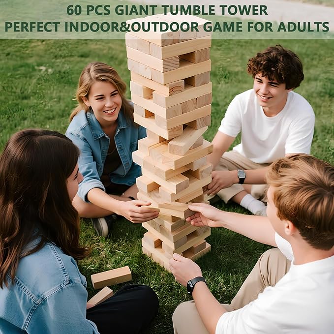 ApudArmis Giant Tumble Tower Stack to Over 5.2Ft, Classic Block Giant Outdoor - Image 5