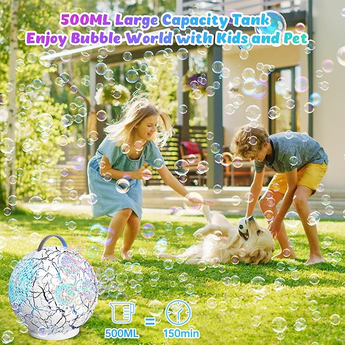 Bubble Machine for Kids Toddlers, 45°/360° Rotatable Spherical Bubble Maker Toy - Image 5