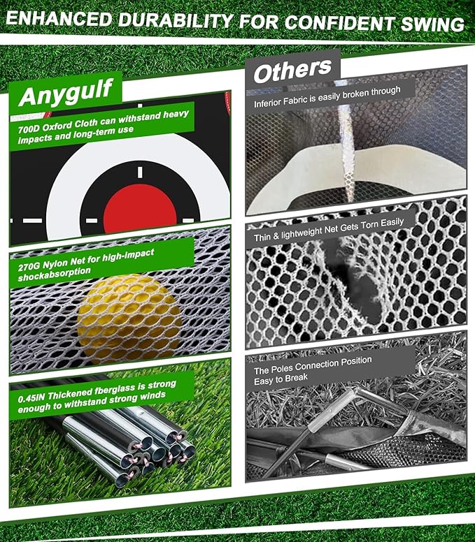 Golf Net, 10x7FT Golf Practice Net with Tri-Turf Mat for Outdoor Indoor, All-in-One Hitting Aid Nets for Backyard Training Driving Chipping Swing, Gifts for Men/Him/Dad/Golfer