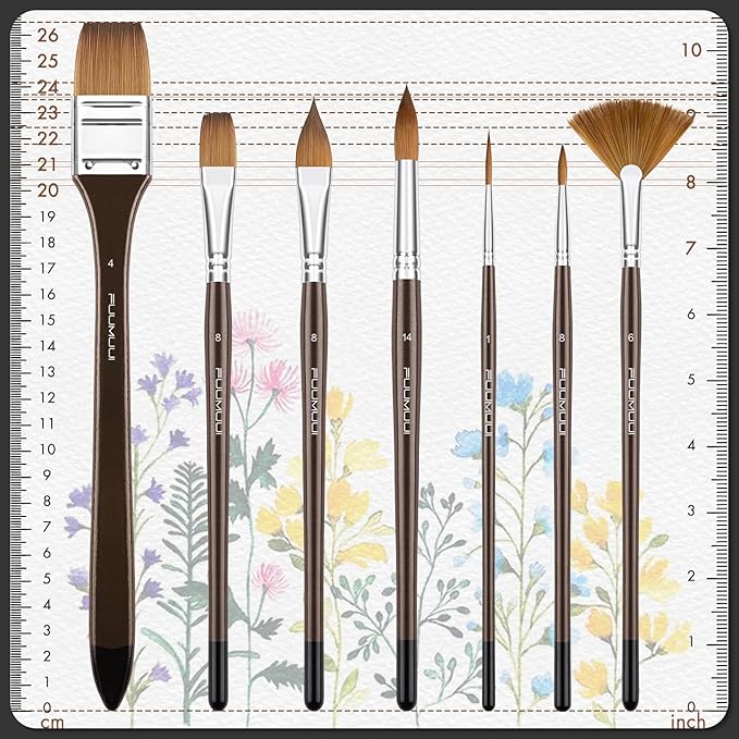 Sable Watercolor Brushes Professional, Fuumuui 7Pcs Sable Brush Set Variety - Image 5