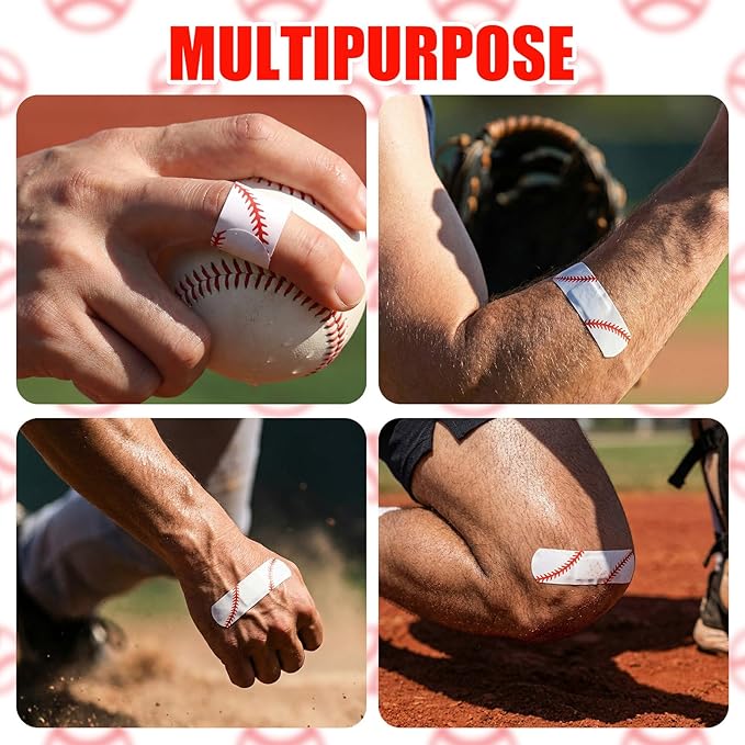 Geiserailie 120 Pieces Baseball Bandages Fabric Adhesive Finger Bandages Waterproof Flexible Travel First Aid Supplies for Baseball Team Boys Girls Fans Party Supplies