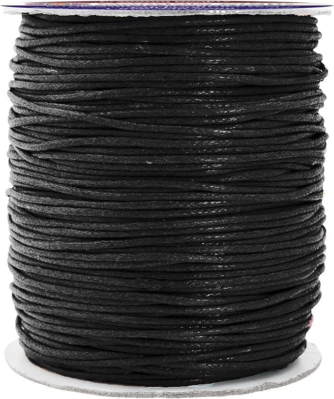 Mandala Crafts 1.5mm 109 Yards Black Cotton Waxed Cord by MandalaCrafts