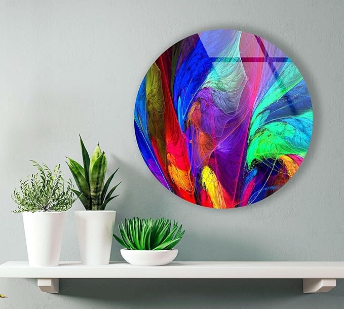 My Photostation.com 15.8'' Diameter Neon Colors Abstract Round Glass Wall Art - Image 6