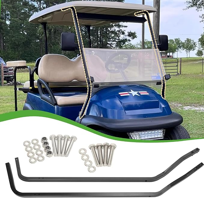 10L0L Golf Cart Front Roof Strut Brackets for Club Car Precedent with Steel Screw Bushings Repair Kit, Heavy Duty Strut Support Reinforcement Repair