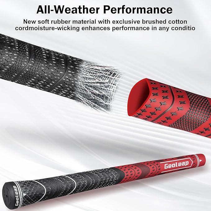 Geoleap Golf Grips Set of 13- Grips with Tapes and Grips with All Repair Kits for Choice,Hybrid Golf Club Grips All Weather Contral, High Feedback & Traction Golf Grips for Men and Women.