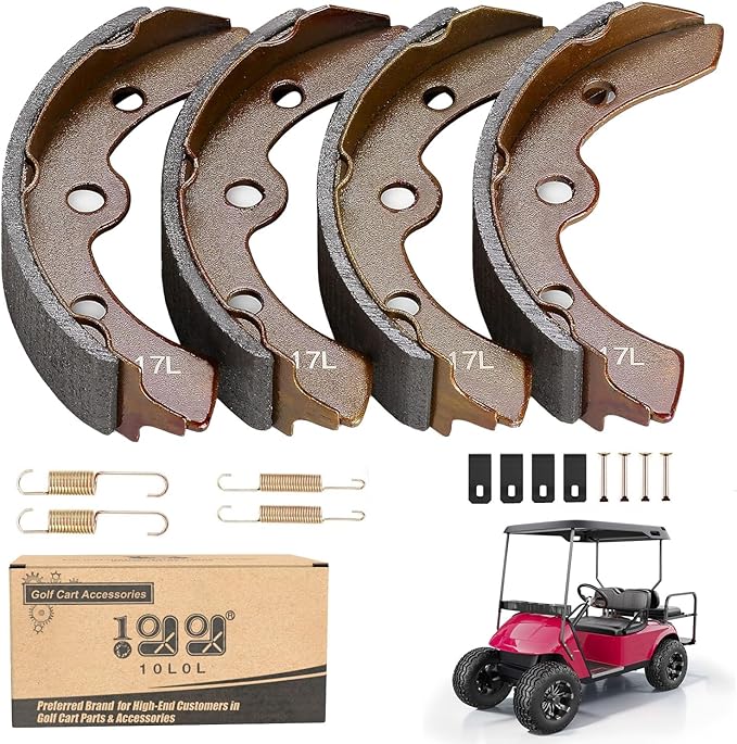 10L0L Golf Cart Brake Shoes Kit for Club Car DS & Carryall 1981-1994 OEM 101146302 101880701, EZGO XI-Serial 1983-1986, Yamaha G1 1978-1980, etc