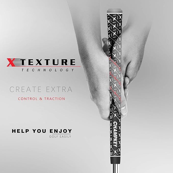 CHAMPKEY X Rubber Golf Grips 13 Pack - All Weather Performance with 15 Tapes and Repair Kits