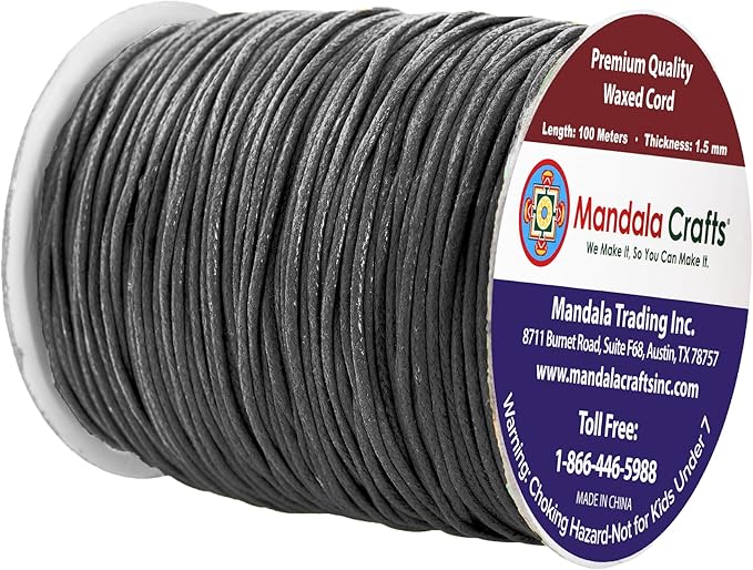 Mandala Crafts 1.5mm 109 Yards Dim Gray Cotton Waxed Cord - Image 2
