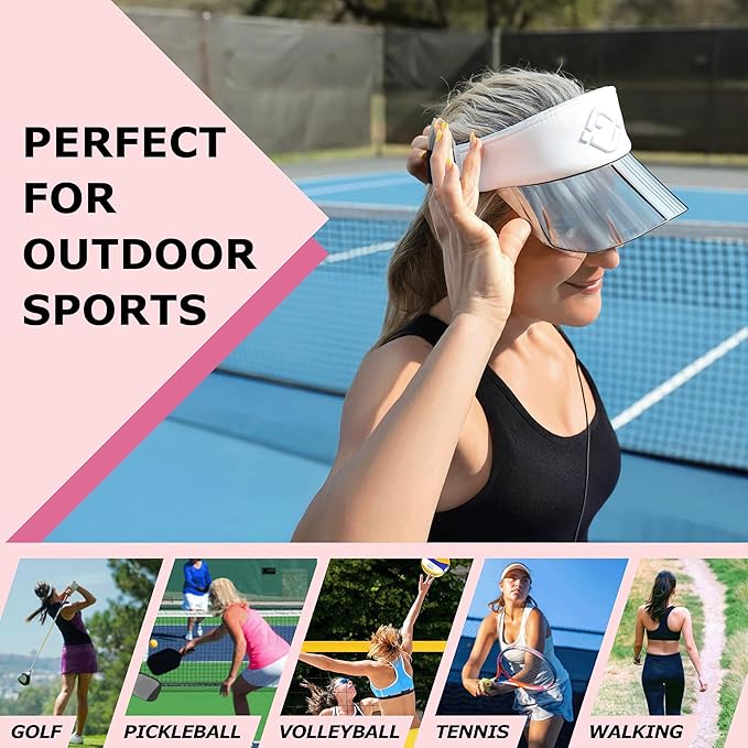 Funky Junque Women's UV 50 Adjustable Sun Visor - Golf Tennis Pickleball - Sports Themes Solid Colors Easter Pastels
