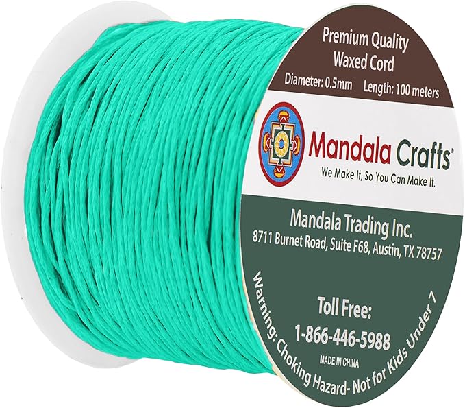Mandala Crafts 0.5mm 109 Yards Seafoam Green Cotton Waxed Cord - Image 2