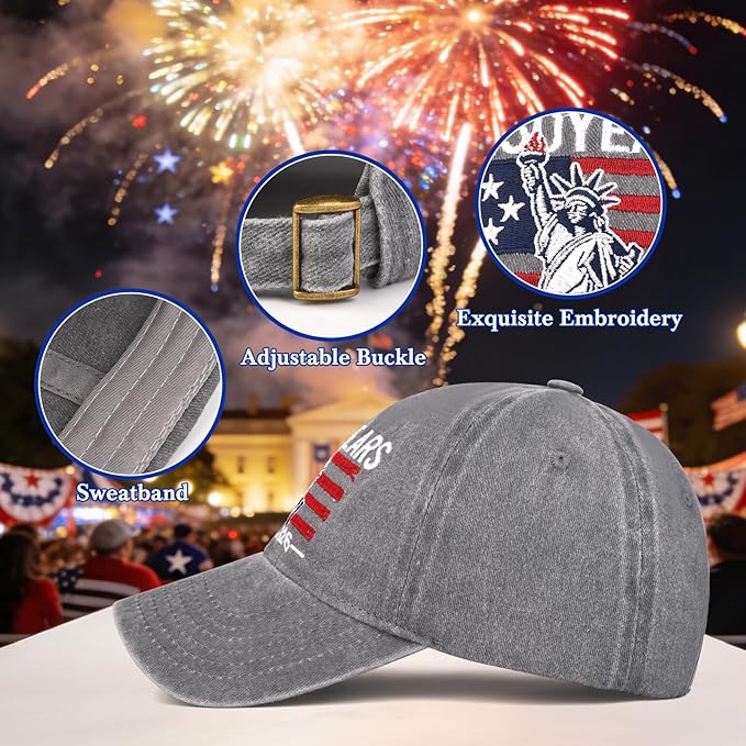 2 Pack USA 250th Anniversary Washed-Cotton Baseball Cap Patriotic Hat American 250 Year Merchandise for Men Women
