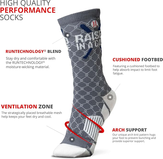 ChalkTalkSPORTS Baseball Socks - Performance Socks for Baseball Players - Raised in a Cage - Youth and Adult Sizes