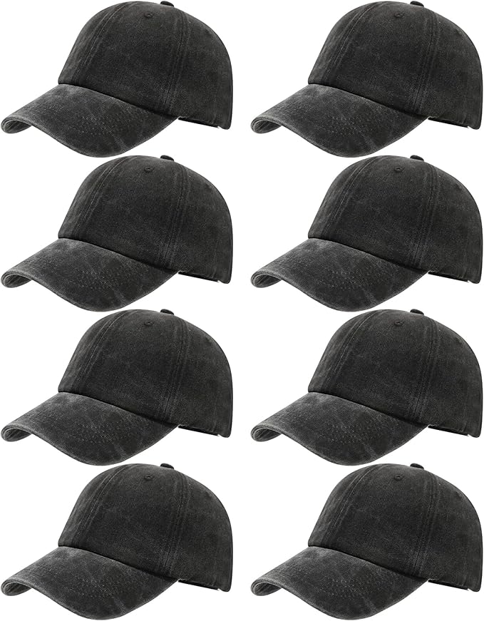 8 Pack Vintage Washed Baseball Cap Golf Dad Hat Distressed Cotton Plain Trucker Hats for Men Women