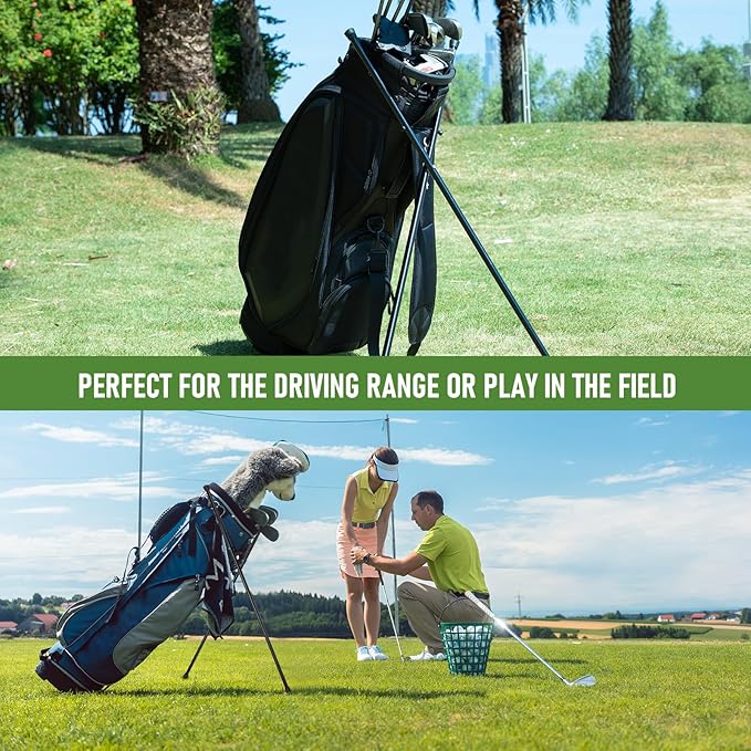 Black Golf Bag Stand Attachment with Screw and Carry Bag - Strengthen Alluminum Alloy Foldable Golf Stand Legs Only - Easy Carry Portable Stand for Golf Bag - Attachable Golf Club Bag Accessories