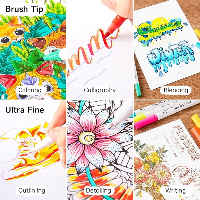 Shuttle Art Dual Brush Marker Pens, 56 Colors Water-based Ink, Dual Tip - Image 5
