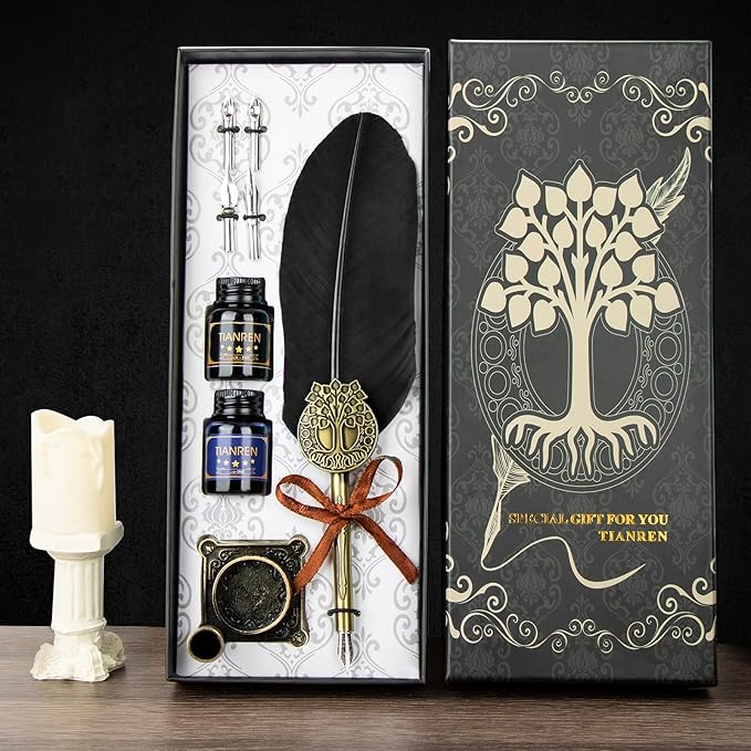Quill pen ink set, Feather Pen and Ink Set, Antique Calligraphy Pen - Image 4