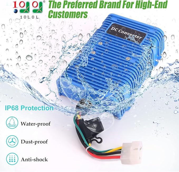 10L0L Golf Cart Voltage Reducer 36V 48V to 12V 30A 350W, Universal DC Step Down Converter, Regulator,Transformer for Yamaha EZGO Club Car（Blue）