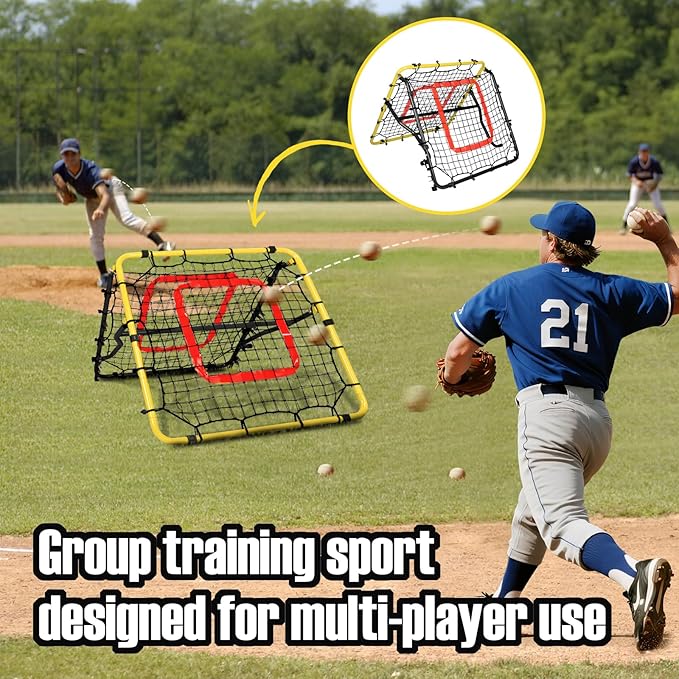 Storgem Baseball Softball Rebounder Net, Pitch Back Rebound Net,Soccer Rebound Net, Fielding Rebounder,Double Sided Adjustable Multi-Sports Pitching Rebound Net for Throwing Practice