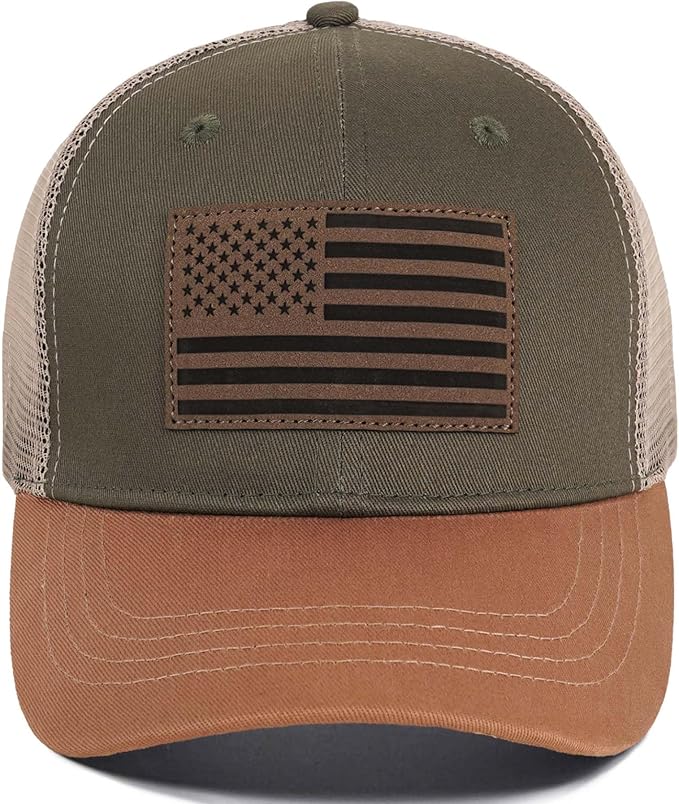 American Flag Trucker Hat - Snapback Hats for Men Women Baseball Cap - Breathable Mesh & Adjustable Fit for Casual Wear