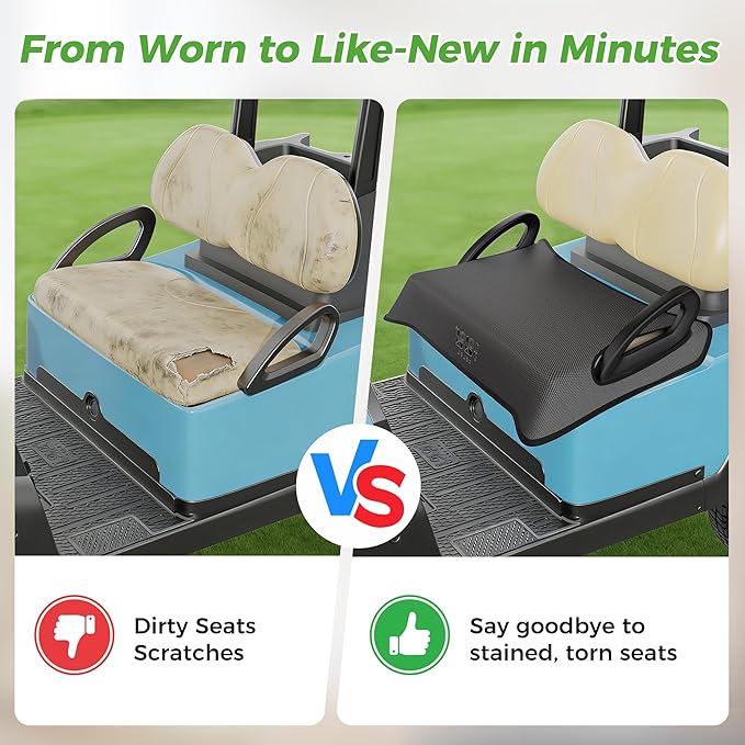 10L0L Universal Golf Cart Seat Covers/Seat Blanket for EZGO TXT/RXV & Club Car DS/Precedent, Breathable Seat Towel/Seat Cushions with Non-Slip Backing, All-Season Comfort (Not for Yamaha)