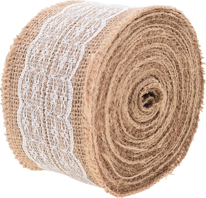 Mandala Crafts Burlap and Lace Ribbon 3 Inches Wide Jute Ribbons - Image 3