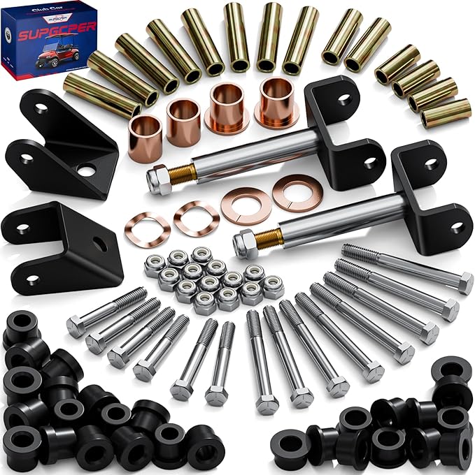 Club Car DS Deluxe Repair Bushing Kit, 1993-UP Golf Cart Front Rear End Bushing Kit for Club Car DS, Club Car King Ping Repair Kit, Club Car Front End Rebuild Kit OEM# 1015583 1016386 1016384