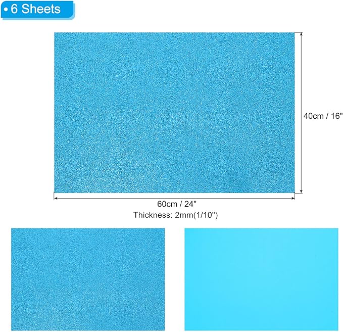 PATIKIL 2mm Thick Non Adhesive Glitter Foam Sheet 16x24inch Light Blue - Image 2