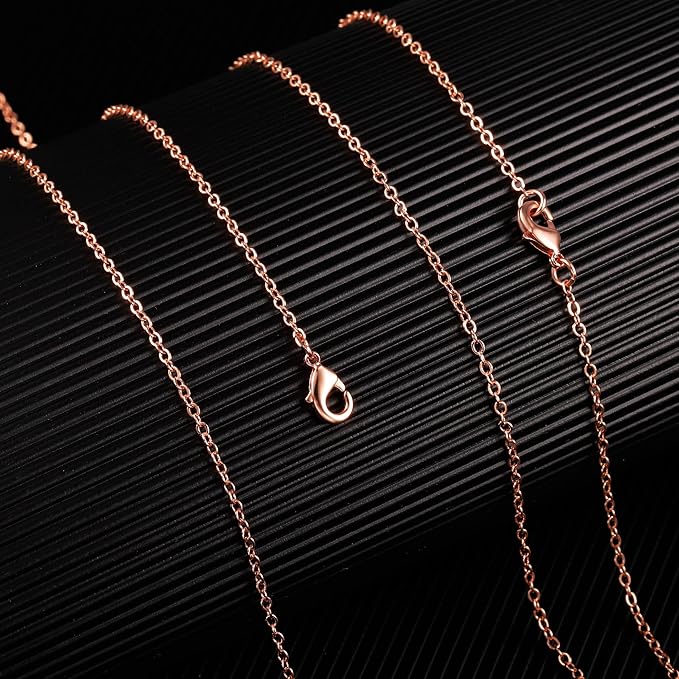 ALEXCRAFT 12PCS Rose Gold Plated Solid Brass Chians Hypoallergenic Flat Cable - Image 2