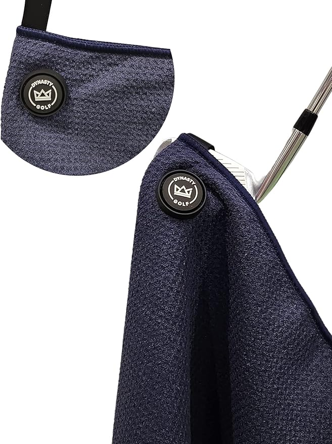 Dynasty Golf Magnetic Golf Towel, 17" x 12.5" Waffle Microfiber Golf Towel with Magnet for Ball and Club Cleaning, Quick Pickup During Play