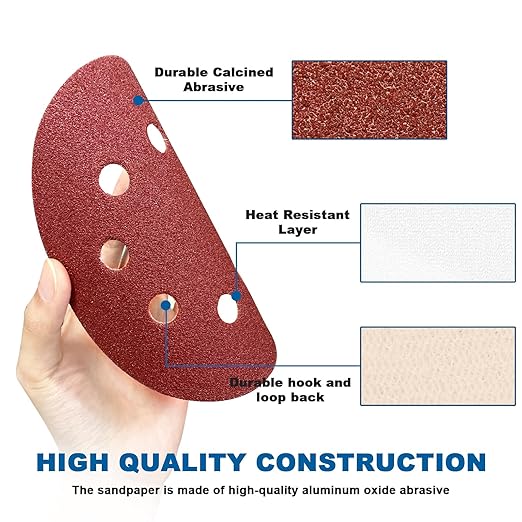 5 Inch 8 Hole Sanding Discs, Round Aluminum Oxide Sand Paper Discs - Image 4