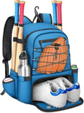 MATEIN Baseball Bat Bag for 4 Bats with Ball Pocket, Lightweight Youth Baseball Backpack with Shoe Compartment, Large Capacity Softball Equipment Bag with Fence Hook for TBall Gear, Helmet, Glove