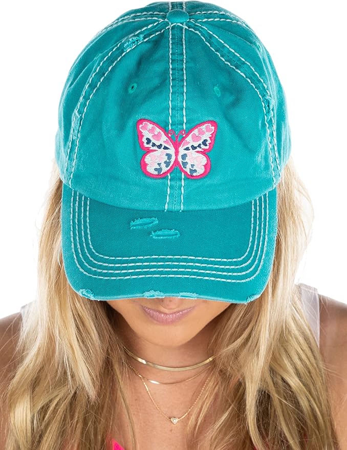 Funky Junque Distressed Vintage Baseball Cap - Embroidered Patch Women's Hat - Holiday, Lifestyle & Patriotic Designs