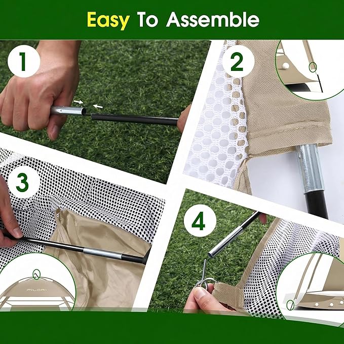FILORI Golf Practice Net 10x7FT - Golf Hitting Net with Tri-Turf Mat, 8 Balls, Tee & Carry Bag, Indoor/Outdoor Backyard Training for Driving Chipping Swing, Ideal Gifts