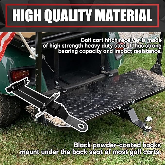 Golf Cart Hitch with 2 Inch Receiver - Fit for Club Car, EZGO, Yamaha