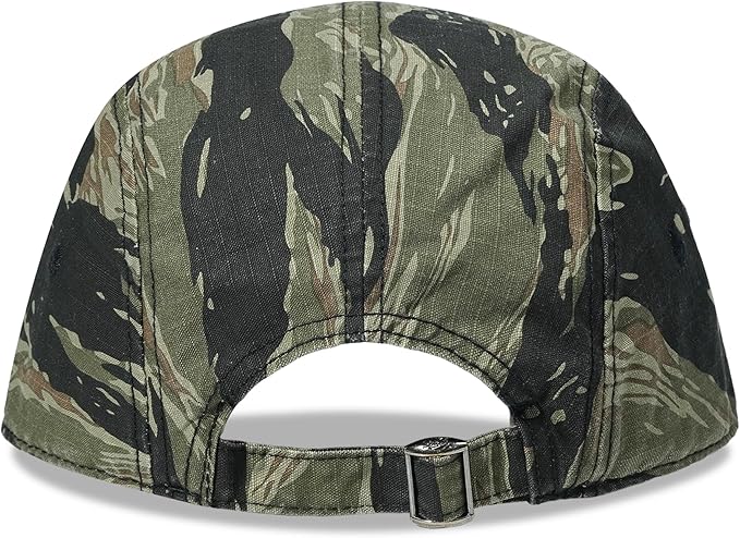 CLAPE Camo Short Brim Baseball Cap for Men, Low Profile 5 Panel Camper Hat Breathable Cotton Summer Outdoor Cool Running Hat