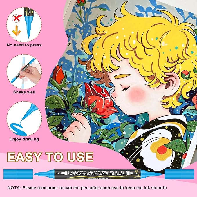 96 Colors Dual Tip Acrylic Paint Markers, 48 Pack Waterproof, Odorless Acrylic - Image 5