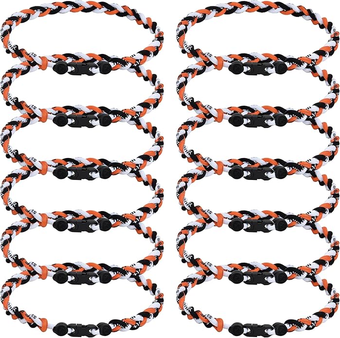12Pack Baseball Necklaces for Boys, 18inches Braided Rope Tornado Titanium Sports Necklaces, Ideal for Baseball Team Gifts, Party Favors, Baseball Accessories Drip，Multi-Color