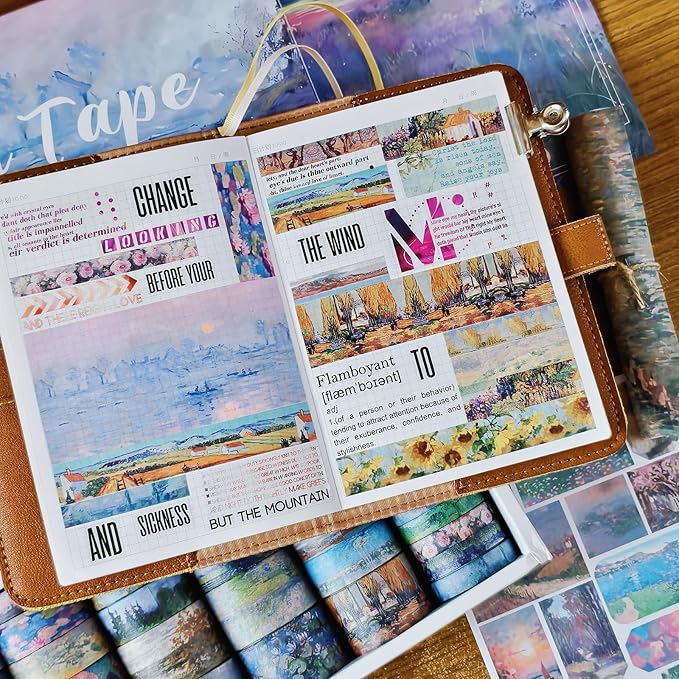 34 Rolls Washi Tape, Aesthetic Colored Decorative Cute Scrapbook Tape - Image 3