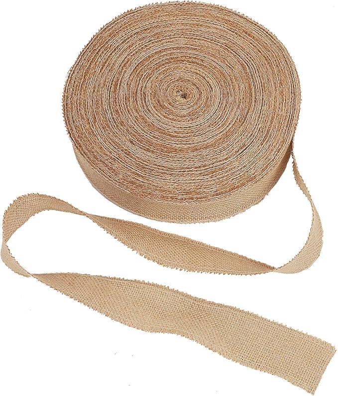 KINJOEK 1 Inch Wide 54 Yards Burlap Ribbon, Natural Jute Fabric Ribbon Crafts by KINJOEK