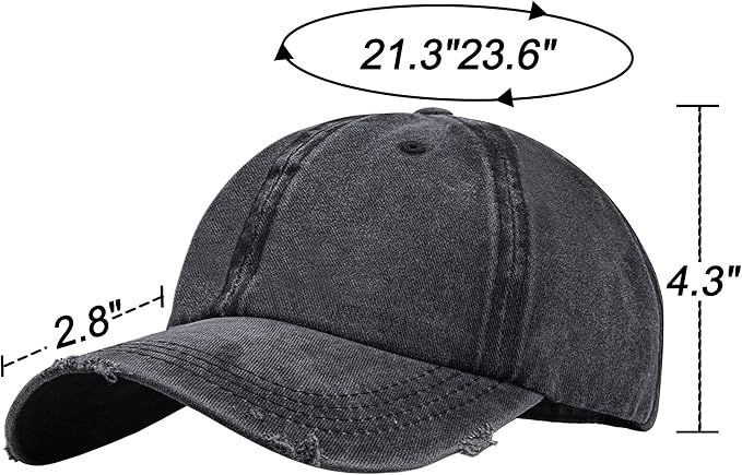 Eohak Ponytail Baseball Hat Distressed Retro Washed Womens Twill