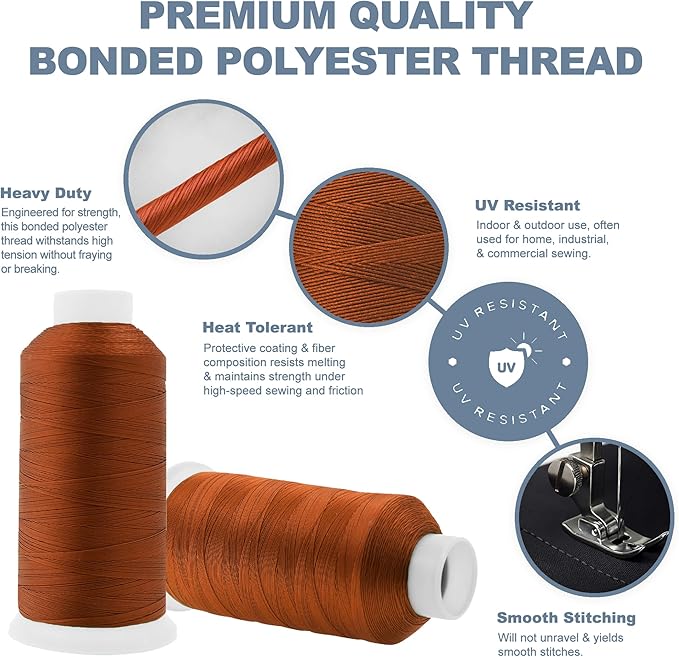Mandala Crafts Burnt Orange Heavy Duty Thread -1500 Yds Tex 90 Thread - Image 4